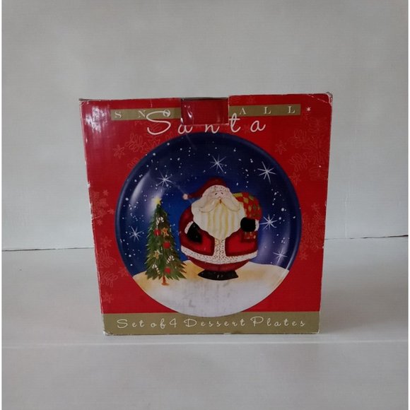 Certified International Snowball Santa  Set of 4 Dessert Plates New - Picture 10 of 13